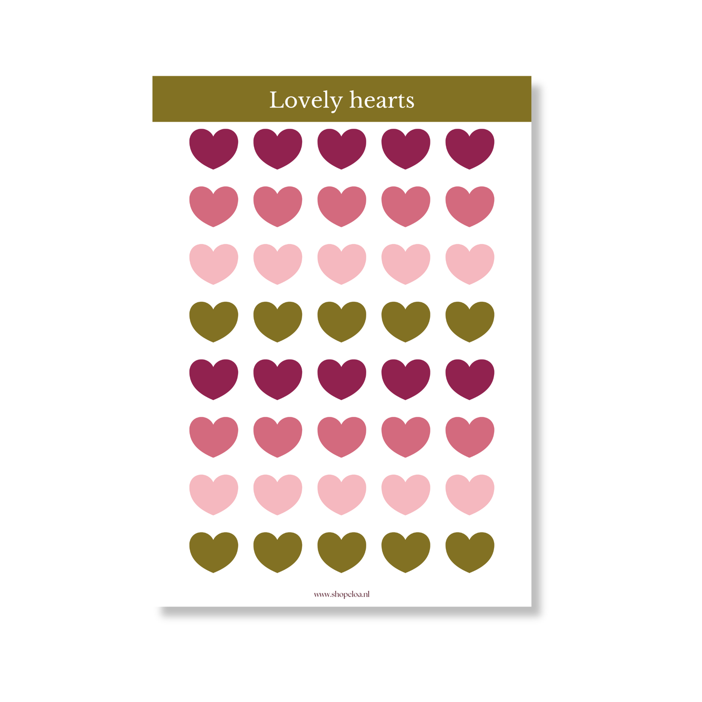 Oepsie stickervel Lovely Hearts groen