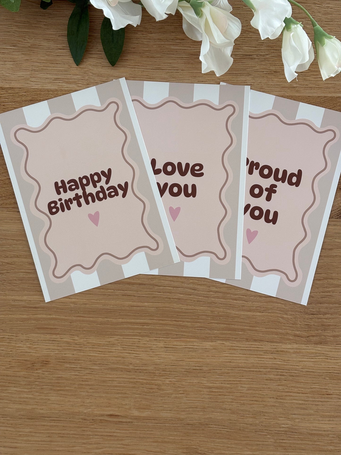 Happy Birthday Ansichtkaart neutrale kleuren