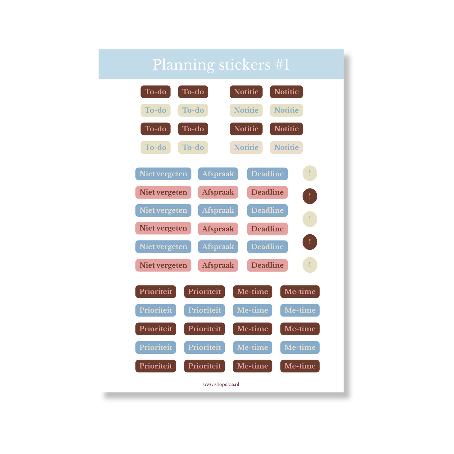 Stickervel Planning Stickers #1 Blauw