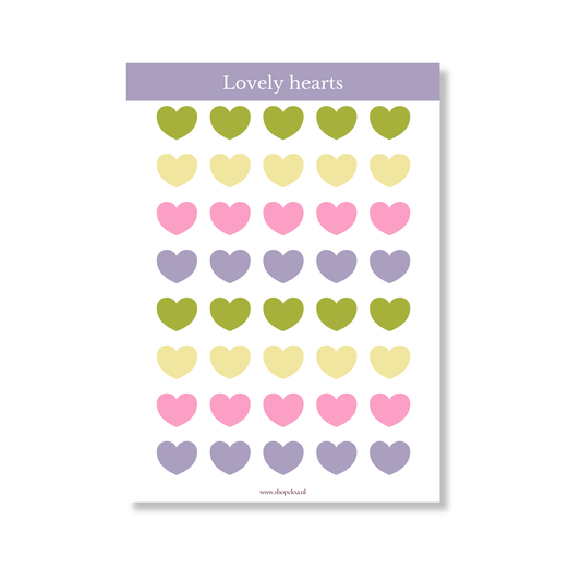 Stickervel Lovely Hearts Paars