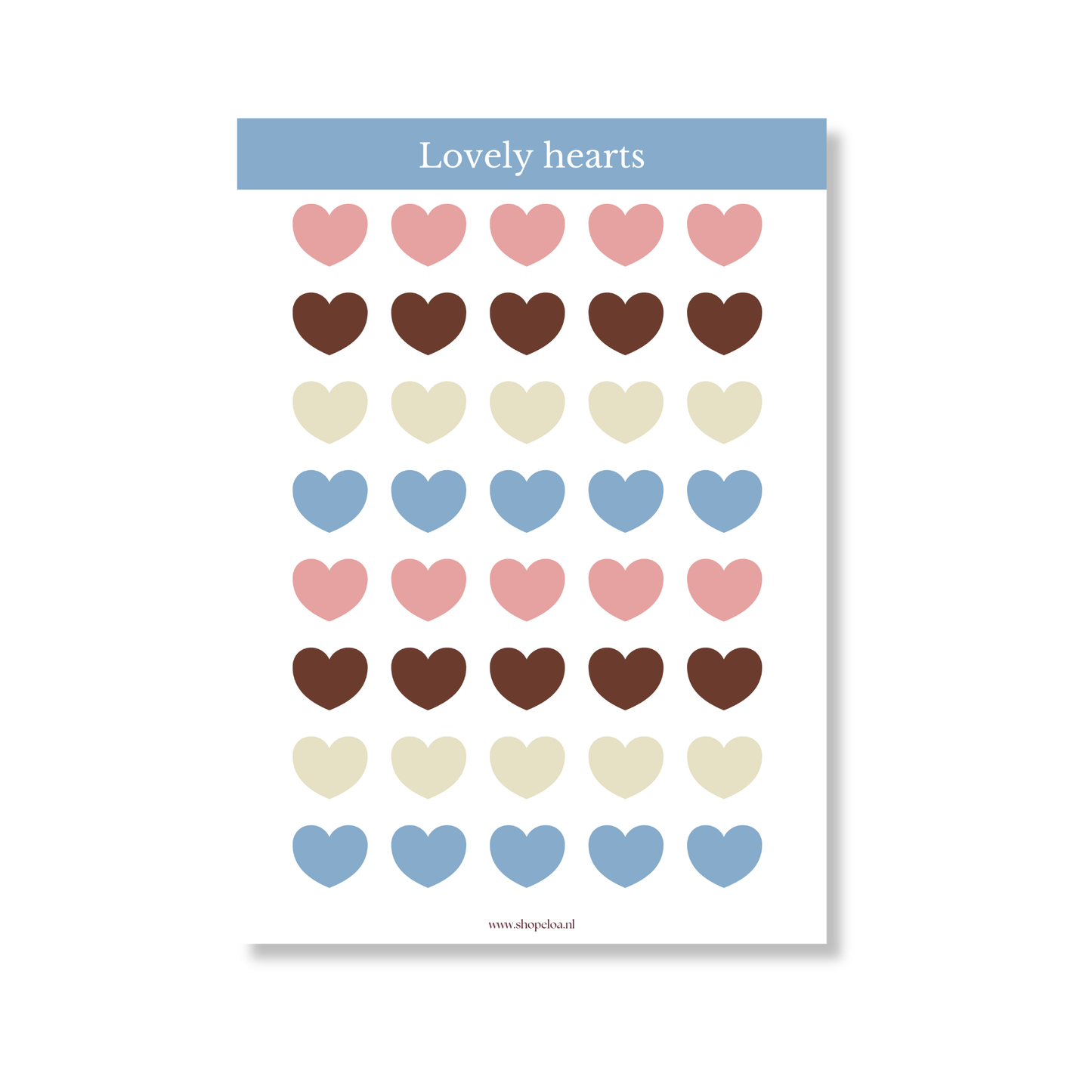 Stickervel Lovely Hearts Blauw