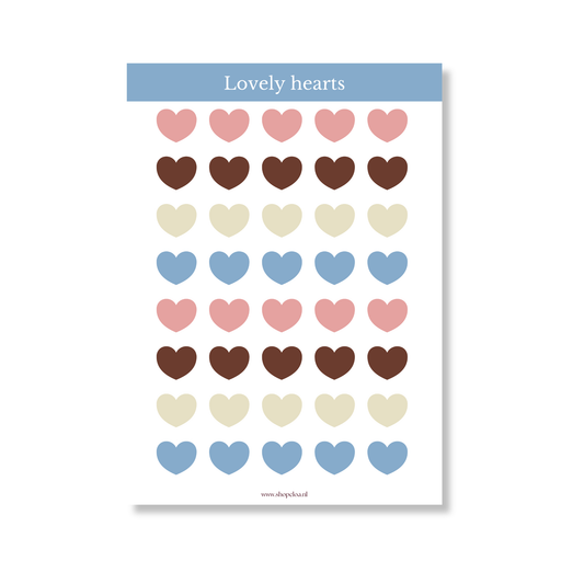 Stickervel Lovely Hearts Blauw