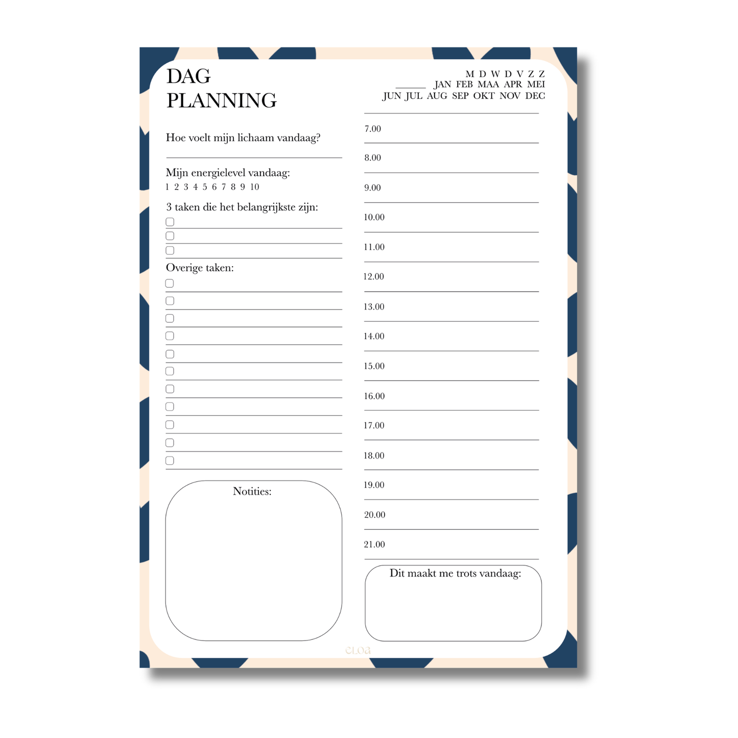 Dagplanner A5 ongedateerd notitieblok