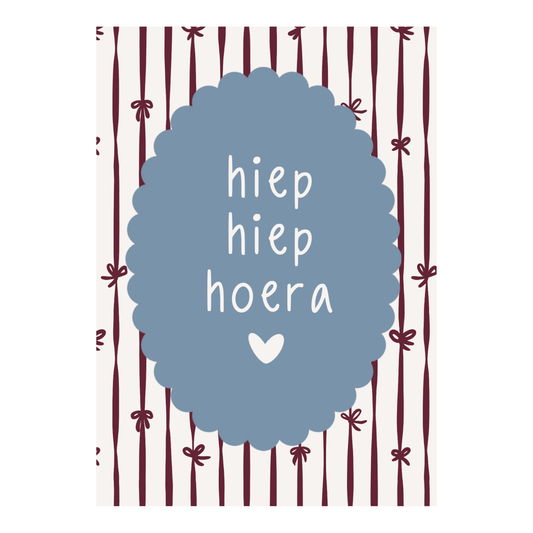 Verjaardagskaart Hiep Hiep Hoera Blauw